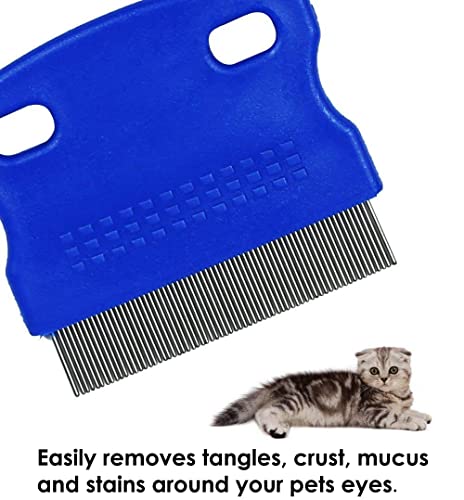 Patty Both Dog Cat Pet Lice &Flea & Nit Removal Comb/Brush, Precision Spaced Stainless Steel Teeth Locked Into Sturdy Plastic Handle For Easy Cleaning(Blue) #TOP1