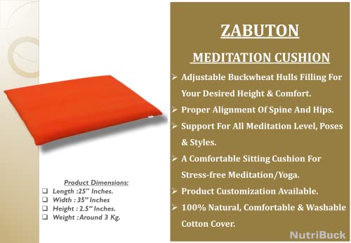 Image of Meditation | Yoga | Cushion | (Zabuton Mat) | Filled with Buckwheat Hulls |