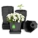 Produktbild Blumentopf 10cm Durchmesser, kleine Pflanztöpfe Anzuchttöpfe Kunststoff Blumentöpfe mit Untersetzer für Blumen und Pflanzen Anzucht Sukkulenten übertopf Pflanztopf pflanzentopf 12 Stück (Schwarz)