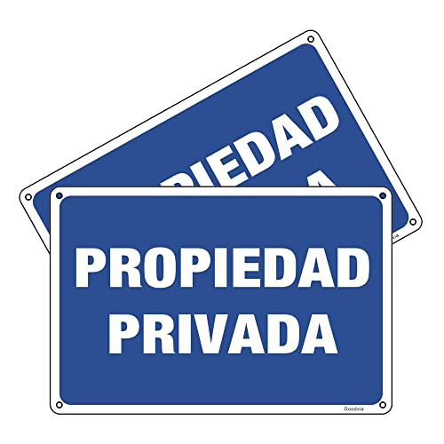 Goodvia Cartel Propiedad Privada Aluminio Reflectante 20x30 cm, Placa Propiedad Privada Cartel Prohibido el Paso Metalico Duradero, Impermeable y Resistente UV, 2PCS