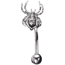 16G Spider Eyebrow Rings for Women Men Halloween Stainless Steel Vintage Spiders Eyebrow Barbell Rook Cartilage Studs Earrings Body Piercing Jewelry