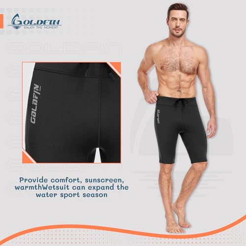 GoldFin Mens Wetsuit Pants, Wet Suit 2mm Neoprene Adjustable Drawstring Shorts for Water Sports Swimming Surfing Snorkeling Kayaking Diving, Black Short,Medium by GoldFin - Image 4
