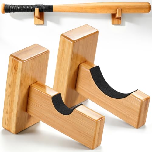 TOBWOLF Baseball Bat Display Rack, Wood Wall Mount Horizontal Bat Holder