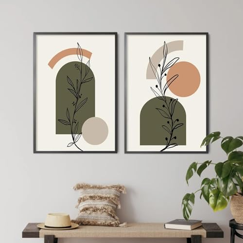 Impression sur toile minimaliste affiche bohème jaune et verte