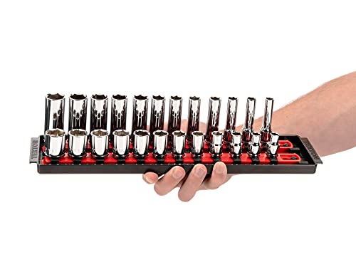Tekton 3/8 Inch Drive 6-Point Socket Set With Rails, 42-Piece (5/16-3/4 In., 8-19 Mm) | Shd91218 #TOP2