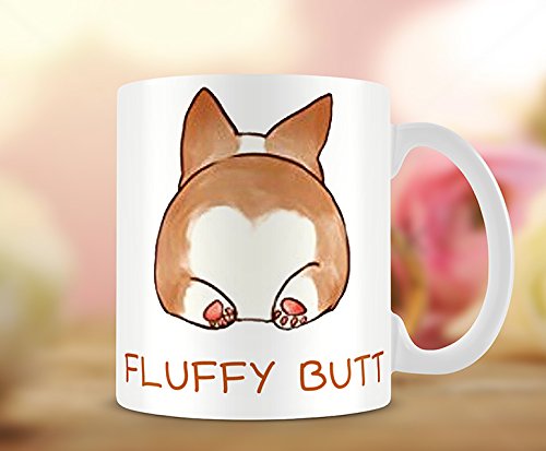 Hiros Hiros®Fluffy Butt Love, Corgi Love, Corgi Dog Love, Corgi Mom Mug, Mom Mug, Corgi Mug, Funny Corgi Mug, Novelty Corgi Mug.