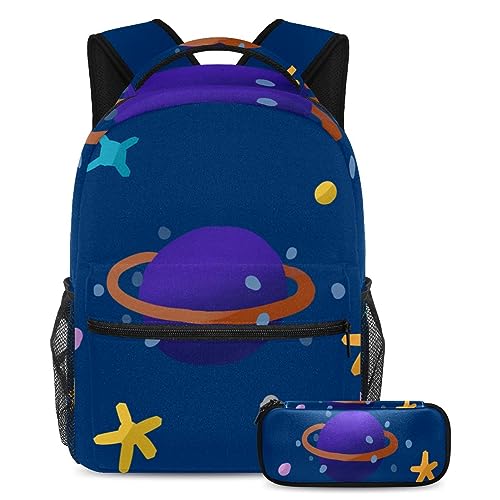 Sac à dos Space Planet avec trousse scolaire pour garçon et fille