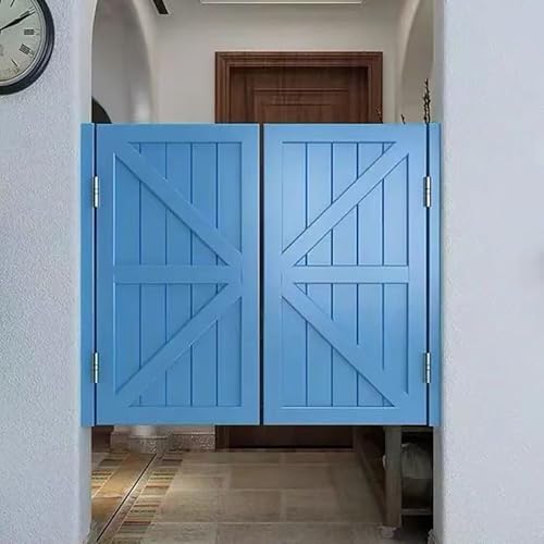 Solid Wood Louvered Café Doors - 90/100cm Auto Close Partition for Entrances, Balconies, Bars & Gardens - Stylish Wooden Double Door W105×H90cm
