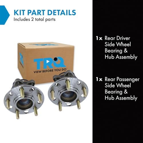 image for TRQ 2 Piece Rear Wheel Bearing & Hub Assembly Set with ABS Sensor Comp