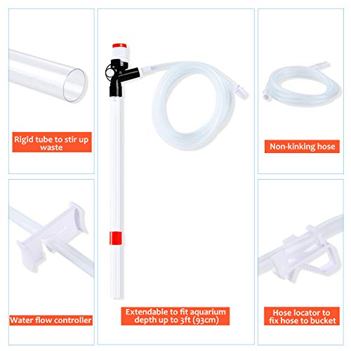 Aquamiracle Aquarium Gravel Cleaner, Fish Tank Siphon Cleaner, Long Nozzle Quick Water Changer For Water Changing And Filter Gravel Cleaning With Adjustable Water Flow Controller #TOP3