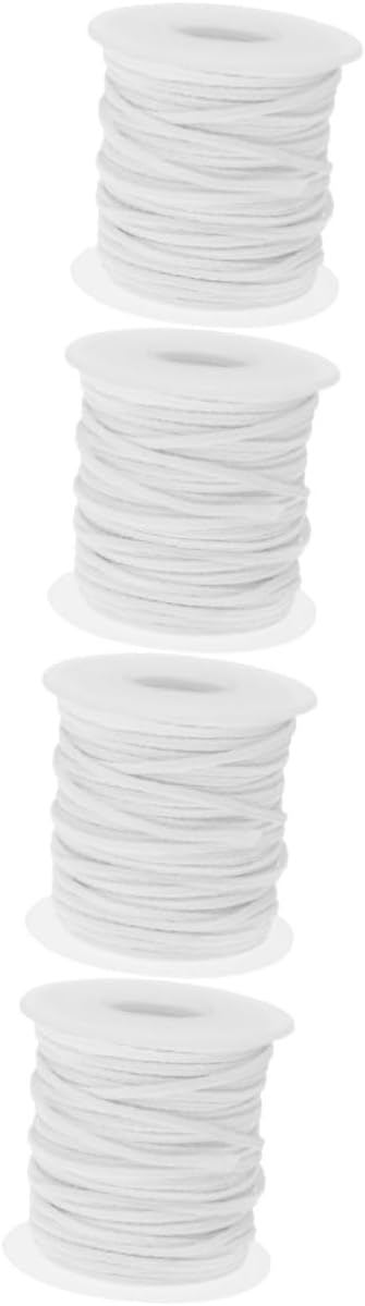 EXCEART 4rolls Pre-Waxed Cotton Candle Wick Spool Strands Braided for DIY Candle Making Easy to for Crafting