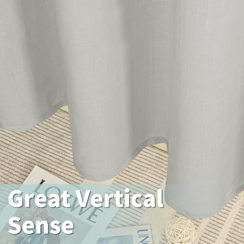 Image of LAMIT Linen Window Curtains for Bedroom, 63 inch Grommet Thick Linen Drapes Light Filtering Privacy Sheer Curtains for Living Room, Set of 2 Panels (52 x 63 Inch, Light Grey)