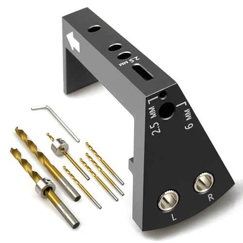 Undermount Drawer Slide Drill Guide jig for Blum Tandem (6 Pieces Bits) Drawer Slide Drilling Kit Includes Aluminum Alloy Angle Guide Ideal Woodworking Tools Includes Drill Bits Collars & More