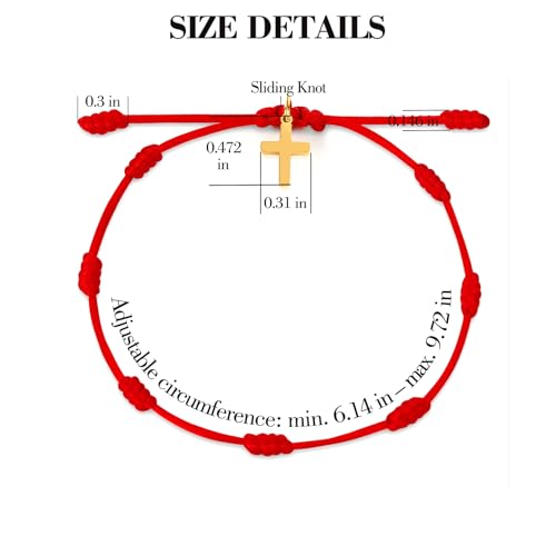 String Bracelet for Women & Men – Kabbalah Protection Jewelry with 7 Knots and Christian Cross Design, Adjustable Spiritual Gift, Friendship Wristband for Good Luck (Pulsera Roja para Mujer)2