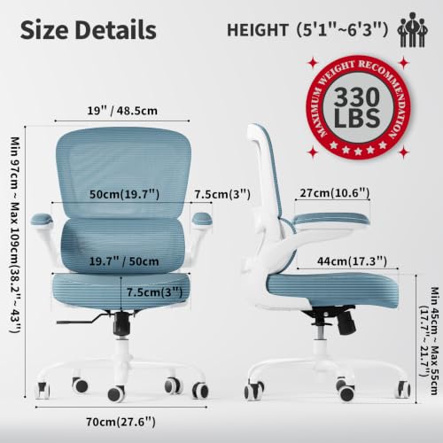 Image of TRALT Ergonomic Office Chair Desk Chair with Adjustable Lumbar Support