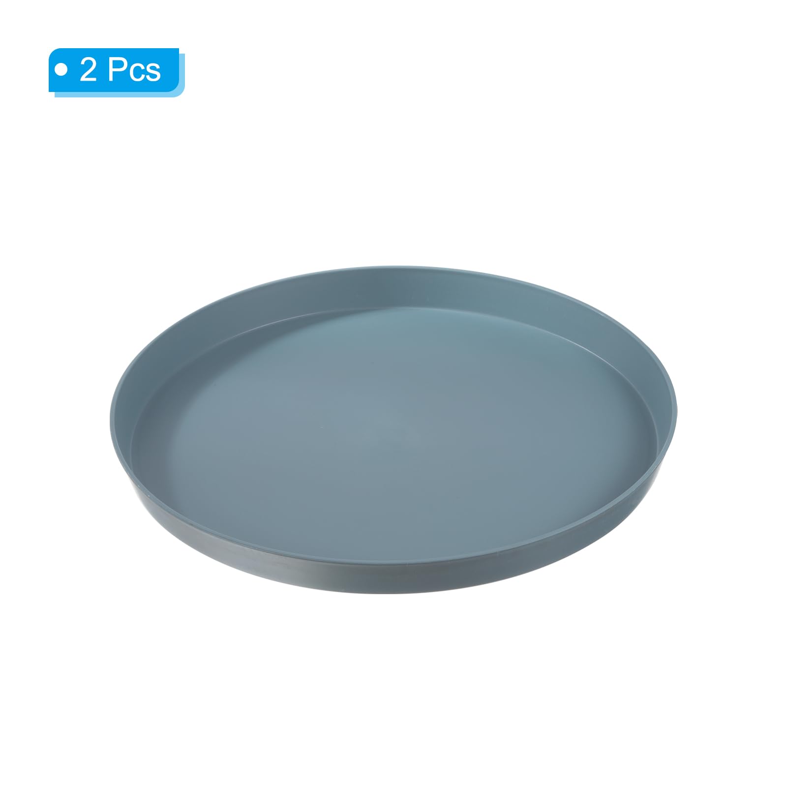 PATIKIL 14" x 1" Redondo Reutilizable Restaurante Servir Bandejas, 2 Paquete Antideslizante Comida Servicios Bandeja Plato para Bar Café Tienda, Azul