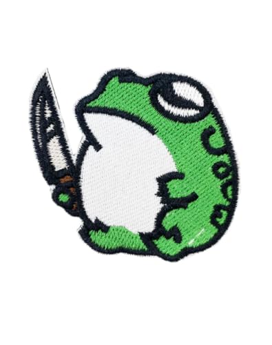 Ruoming 1 x Octory Fat Frosch mit Messer zum Aufbügeln oder Aufbügeln mit Adler, besticktes Abzeichen zum Aufbügeln oder Aufnähen (Frosch)