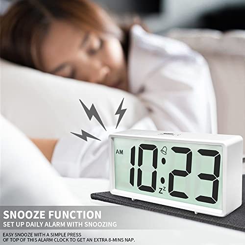 Battery Operated Lcd Digital Alarm Clock With Night Light, Snooze, 12/24Hr Switchable, Easy To Use For Bedrooms #TOP1