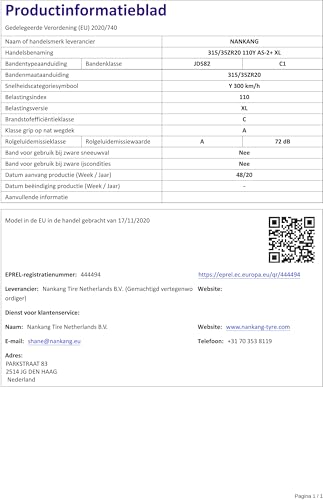 Nankang 315/35 ZR20 110Y AS-2+ Xl - 4