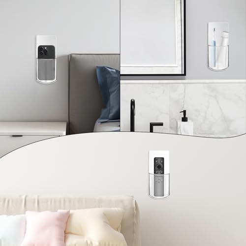 RETON 8 Pack Fernbedienungshalter Wandmontage, Acryl-Fernbedienungshalter, klare Medien-Aufbewahrungsbox für TV-Fernbedienung, selbstklebender transparenter Stifthalter für Make-up-Pinsel, Schlüssel,