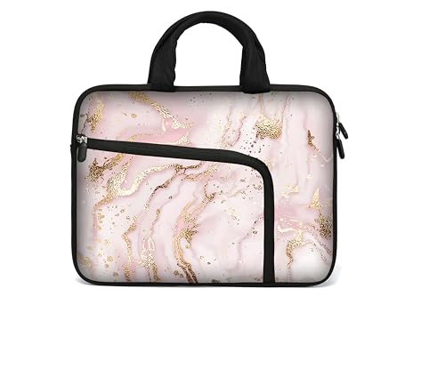HAPLIVES 11.6" 12.2 inches Laptop Sleeve Chromebook Case Ultrabook Case Notebook Sleeve PC Messenger Bag Tablet Case Neoprene Handle Sleeve for Men Women, Two Pockets (Pink Marble) by HAPLIVES - Used condition - US$7.98