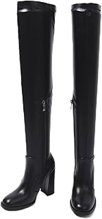 Women's Thigh High Boots Over The Knee leather boot Heels Long Sexy Round Toe Boots