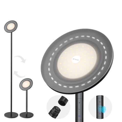 TROND Floor Lamp, 5000LM Super Bright Sky LED Modern Torchiere Standing Lamp, 3000K Warm White Light, 5-Level Dimmable, Modular 71 in Tall Pole Light, 30-Minute Timer for Living Room, Bed Room