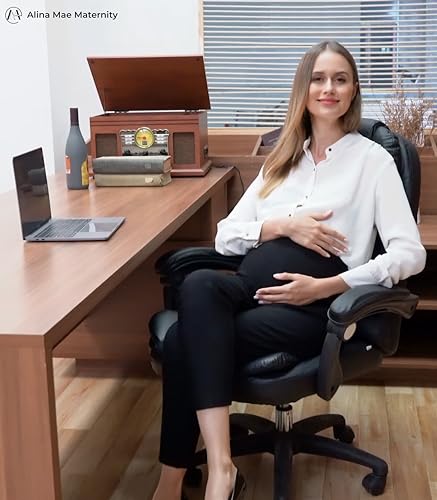 Maternity Pants Work Over The Belly with Pockets, Womens Pregnancy Dress Pants Office Clothes Trousers Stretch Summer4