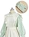 CR ROLECOS Womens Pioneer Dress Green Floral Prairie Dresses Long Sleeve Pilgrim Colonial Costume Ruffles Apron Set XL
