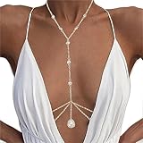 Blindery Sexy Body Chain Shining Body Jewelry Layered Crystal Waist Body Chain Luxury Body Jewelry for Women and Girls (G)