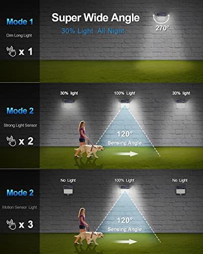 SEZAC Solar Lights Outdoor Garden 218LED, Solar Powered Motion Sensor Garden Lights, IP65 Waterproof Solar Security Lights for Outside Garden Wall Fence Yard Patio Pathway [6 Pack/3 Lighting Modes]