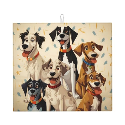 Hound Dogs Tappetino Scolastoviglie Tappetini Bancone Cucina Antiscivolo Tappetino Asciuga Piatti Per Stoviglie Lavastoviglie Tavoli 46X61Cm
