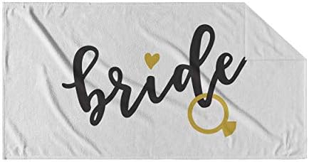 There Forever Studio Bride Beach Towel Gold Ring - Beach Bachelorette Party Towel - for Honeymoon or Bride to Be Wedding Gifts