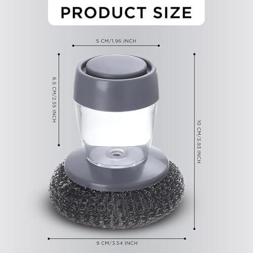 Image of Soap Dispensing Palm Brush, Kitchen Cleaning Scrubber with Liquid Dispenser, Dish Washing Brush with Refillable Handle for Utensils, Sink & Household Cleaning