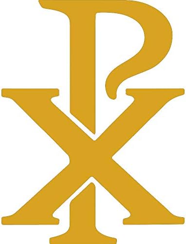 ANGDEST Christian Symbol CHI RHO PX Comic (Metallic Gold) (Set of 2) Premium Waterproof Vinyl Decal Stickers for Laptop Phone Accessory Helmet Car Window Bumper Mug Tuber Cup Door Wall Decoration
