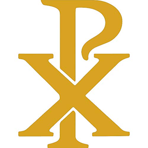 Angdest Christian Symbol Chi Rho Px Comic (Metallic Gold) (Set Of 2) Premium Waterproof Vinyl Decal Stickers For Laptop Phone Accessory Helmet Car Window Bumper Mug Tuber Cup Door Wall Decoration #TOP1