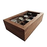 Handmade Wooden Watch Box for Men – 8-Slot Personalized Watch Storage Case with Acrylic Window Lid – Solid Wood Display Organizer for Luxury Timepieces