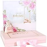 Luxury Baby Girl Memory Book Set – Keepsake Journal & Milestone Album from Pregnancy to Age 5 with Premium Gift Box, Storage Pouch & Keepsake Envelope – Baby Shower & Newborn Gift