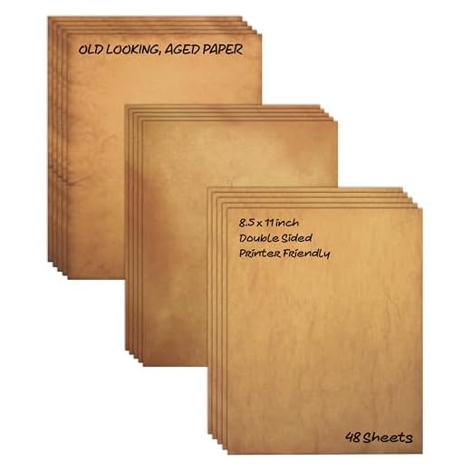 Aged Paper, 48 Sheets of Antique Looking Old Fashion Faux Parchment Paper, Letter Size 8.5 x 11 inch, Double Sided Printing Paper, by Better Office Products, Vintage Old Fashioned Faux Parchment Paper