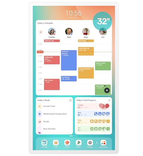 cozyla mate digital calendar 2 32 inch wall touch screen chore chart customizable dashboard smart electronic calendar for family schedules meal planner supports all google play apps wall mount white