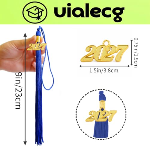 Image of Graduation Tassel 2027 for Grad Cap,Royal Blue Tassel with Gold Charm