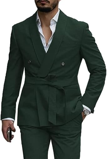 Belted Men SuitsJacket+Pants Wedding Groom Tuxedo Office Suits