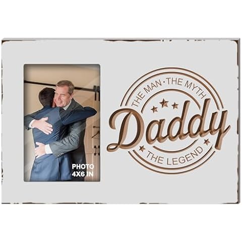 Yudarte Daddy the Man the Myth the Legend Engraved Picture Frames 4x6 Inches - Carving Father's Day Birthday Christmas Photo Gift for Men Cover