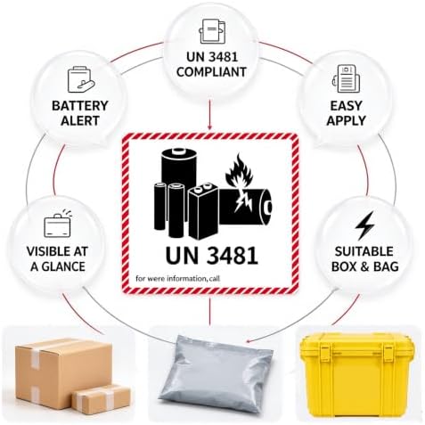 UN3481 Lithium Battery Labels Caution 4.7"x4.3", 500Pcs — 사진 3