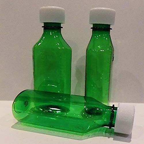 Graduated Oval 4 Ounce 118.3 ml Green RX Medicine Bottles w/Caps-Pharmaceutical Grade-The Ones We Sell to Pharmacies, Hospitals, Labs (100)