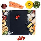 MamboCat Schneidebrett aus gehärtetem Glas mit Pasta-Dekor I 40x30 cm I kratzfest & hygienisch I...