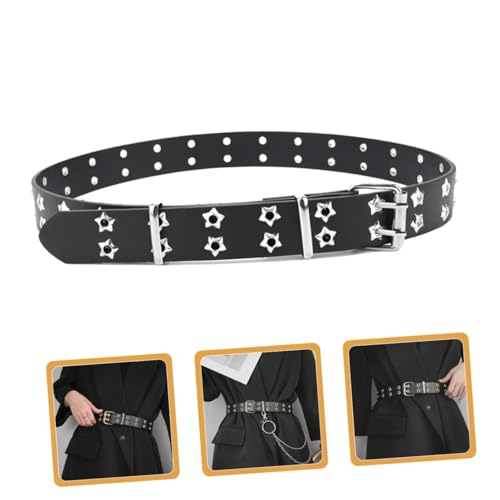 Beaupretty Fashion Punk Star Leather Belt for Women Adjustable Waist Tie for Jeans Dresses and Sweaters Black Stylish Accessory for Daily Wear and Parties4