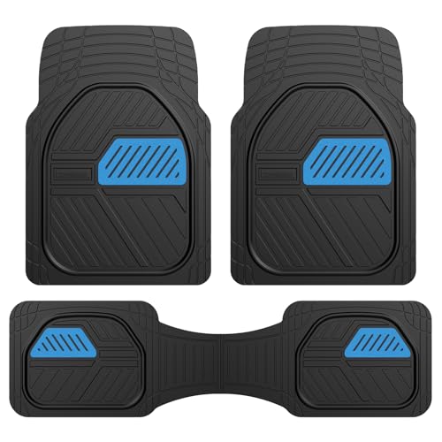 Image of Coverado Automotive Floor Mats, Heavy Duty Rubber Car Floor Mats, Deep Dish All-Weather Floor Mats for Cars, Anti-Slip Trim to Fit Waterproof Car Floor Mat Universal Fit for Most Cars, Black&Blue