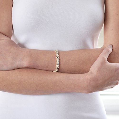 Mariell Cubic Zirconia Gold Tennis Bracelet For Brides, Wedding, Prom Or Everyday - Real 14K Gold Plated #TOP2