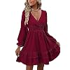 Descubre la mejor manicura y pedicura de LugoPulsa aqui 👈🏼 y pide cita MAFA-Vestido-a-Lunares-Manga-Larga-para-Mujer-Vestido-Corto-Casual-con-Cuello-en-V-Floral-Vestidos-Playa-con-Dobladillo-con-Volantes-Y-Cintura-Elastica-Borgona-XL